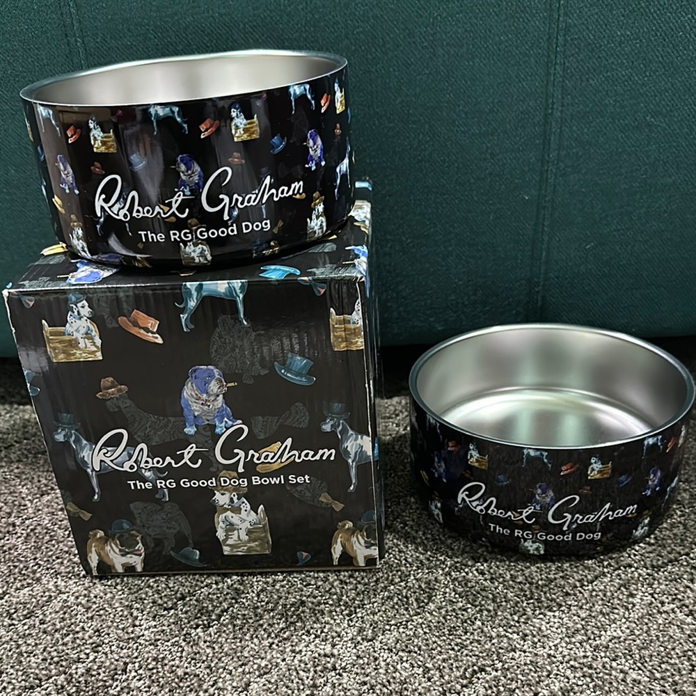 Robert Graham Multicolor Dog Bowl Set